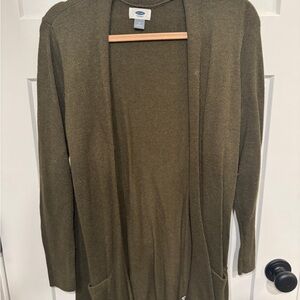 Olive Green Open Front Cardigan